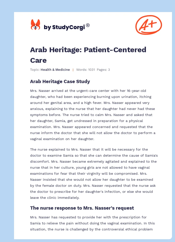Arab Heritage: Patient-Centered Care. Page 1