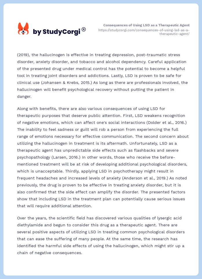 Consequences of Using LSD as a Therapeutic Agent. Page 2