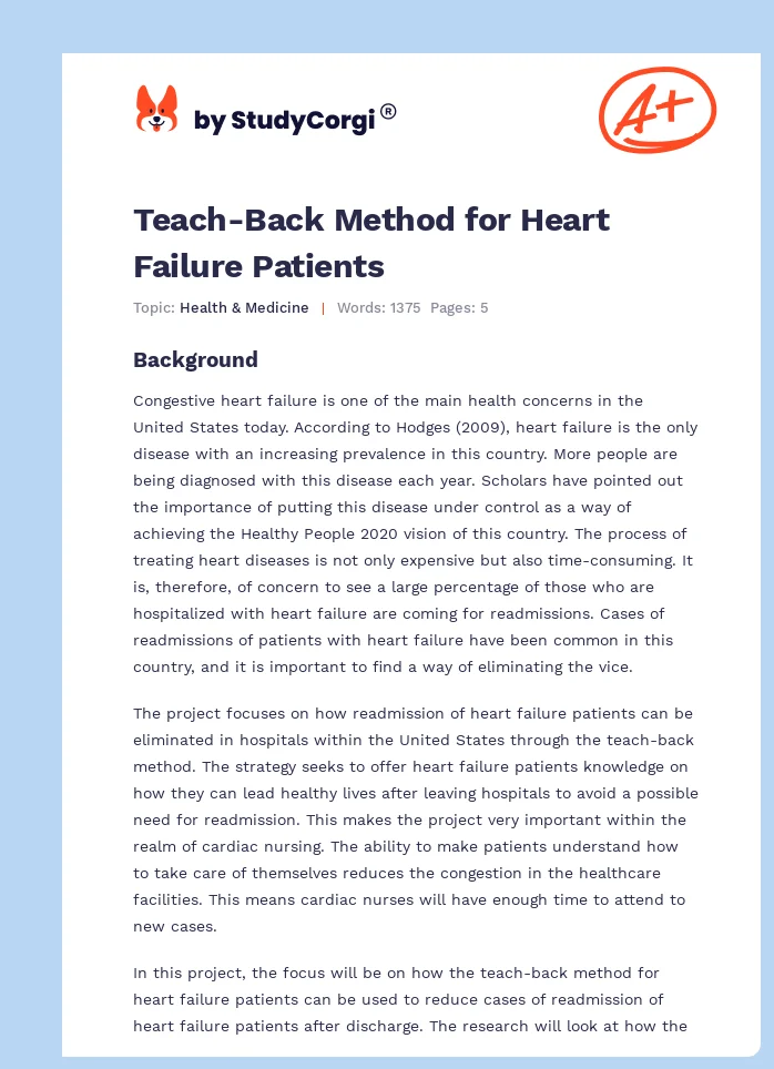 Teach-Back Method for Heart Failure Patients. Page 1