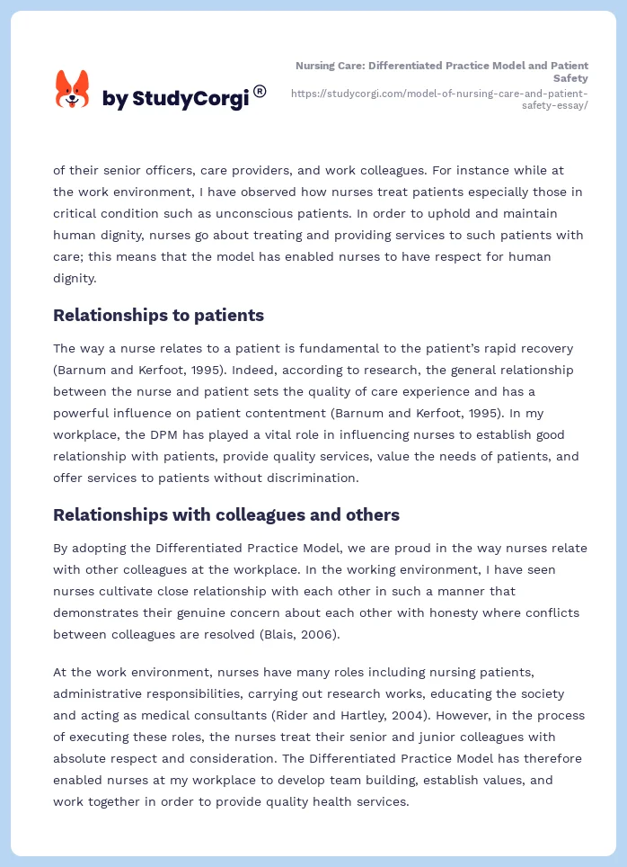 Nursing Care: Differentiated Practice Model and Patient Safety. Page 2