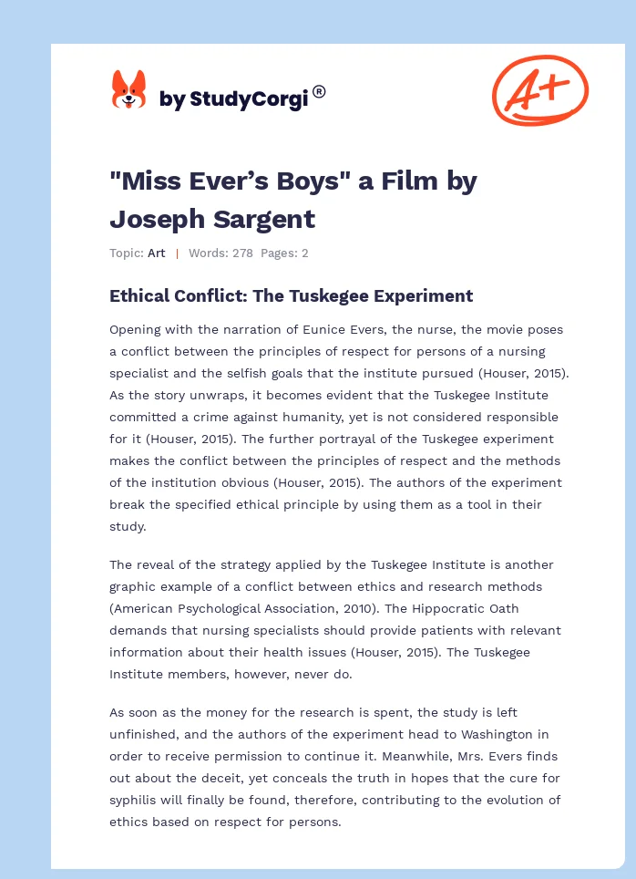 "Miss Ever’s Boys" a Film by Joseph Sargent. Page 1