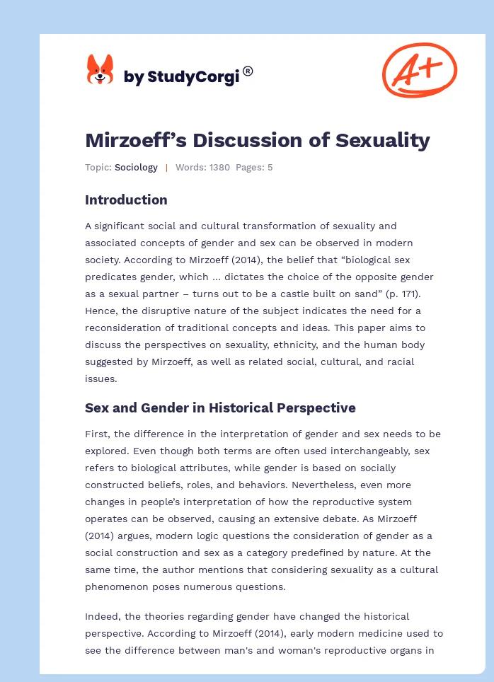 Mirzoeff’s Discussion of Sexuality. Page 1