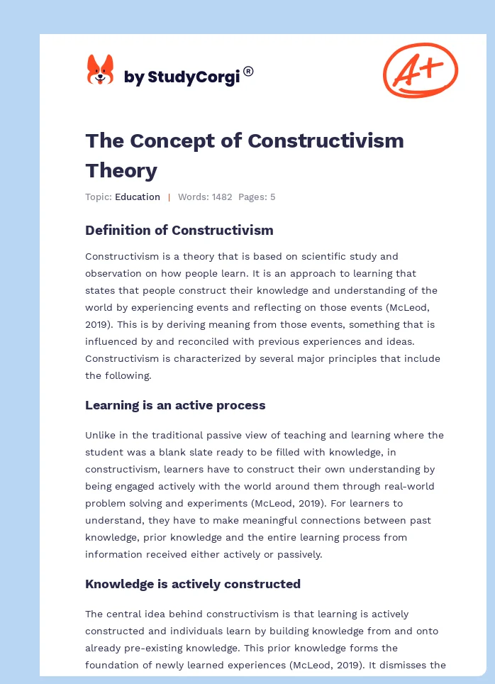 The Concept of Constructivism Theory. Page 1