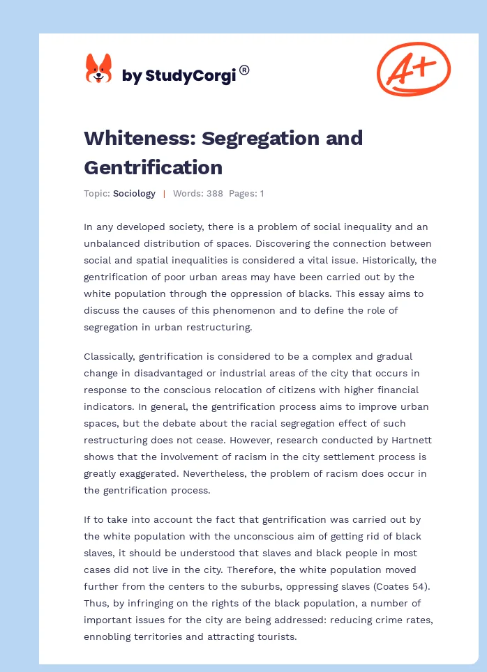Whiteness: Segregation and Gentrification. Page 1