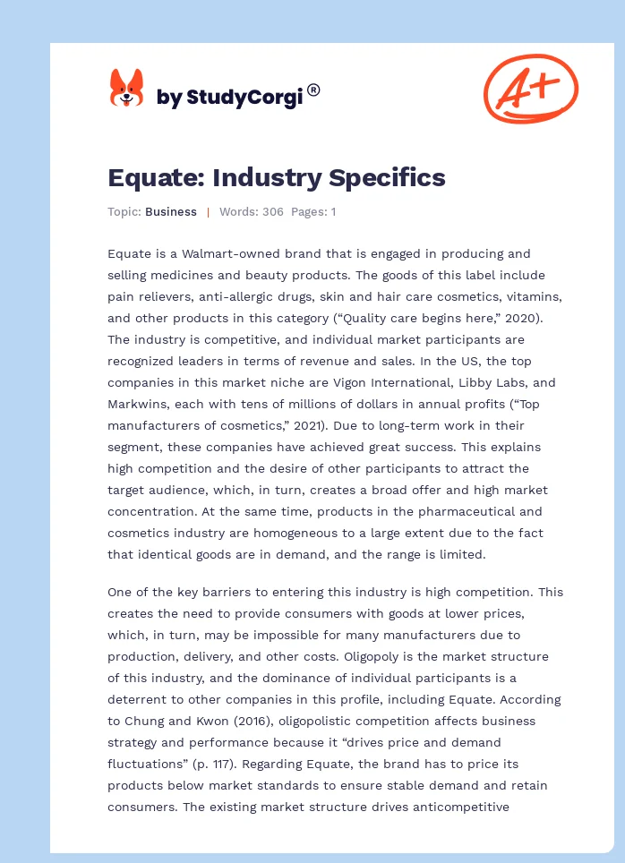 Equate: Industry Specifics. Page 1