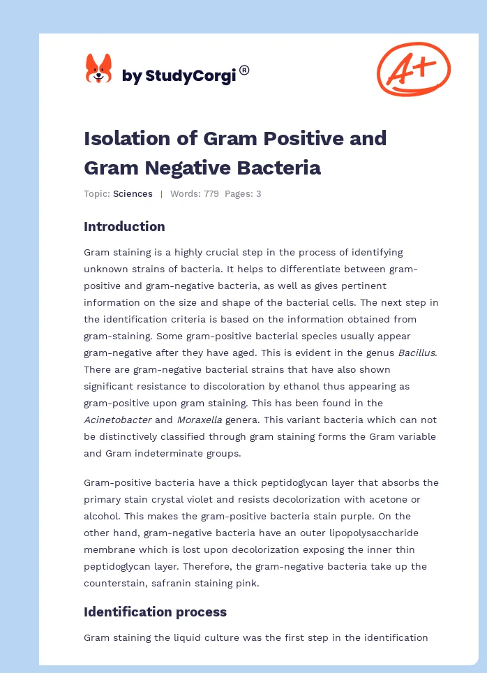 Isolation of Gram Positive and Gram Negative Bacteria. Page 1