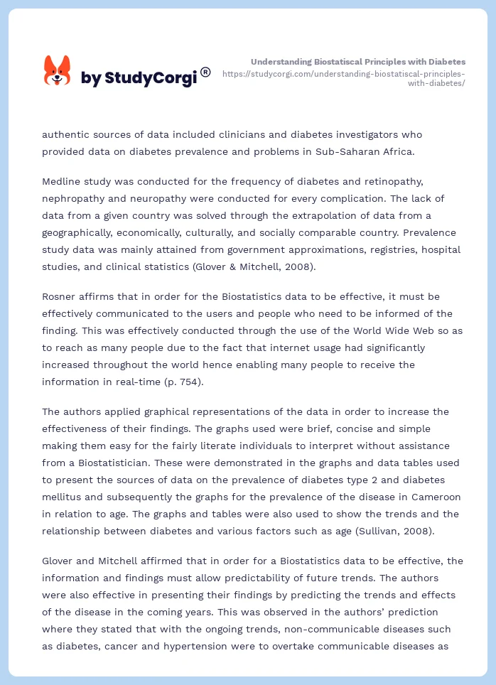 Understanding Biostatiscal Principles with Diabetes. Page 2