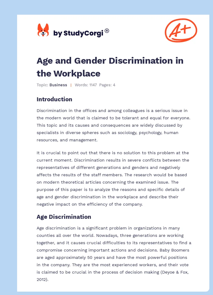 The Problem of Discrimination in the Workplace. Page 1