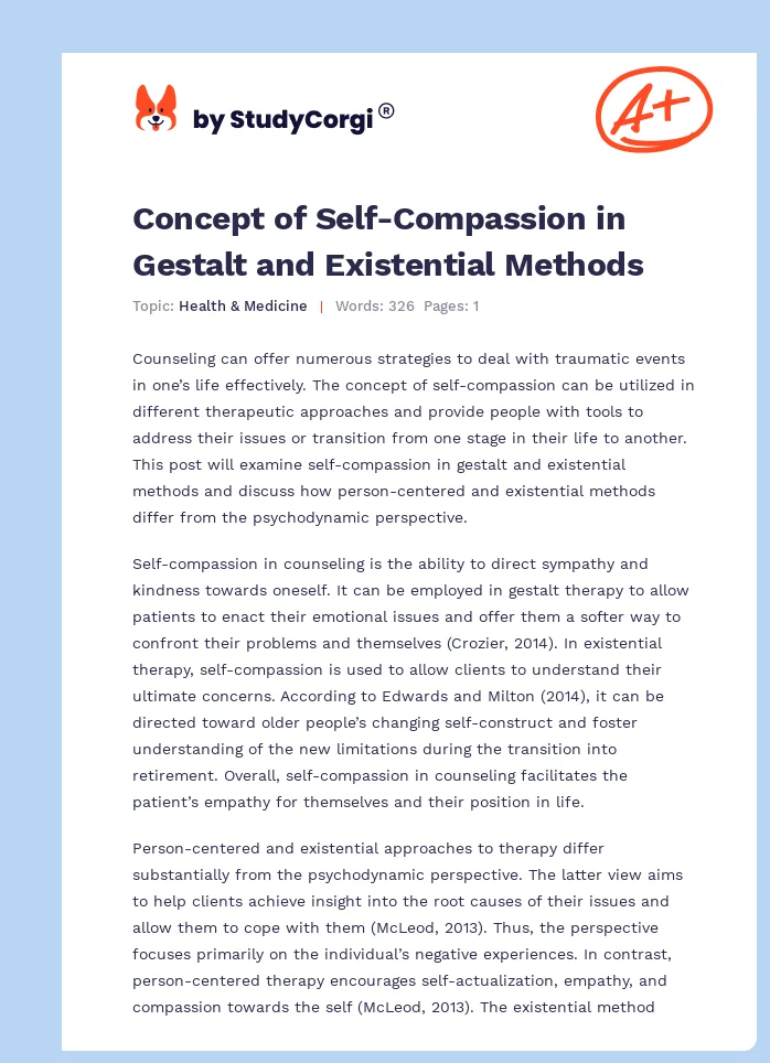 Concept of Self-Compassion in Gestalt and Existential Methods. Page 1