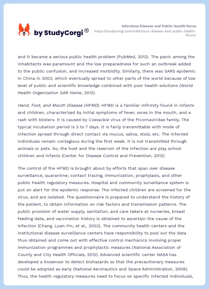 Infectious Disease and Public Health Focus. Page 2