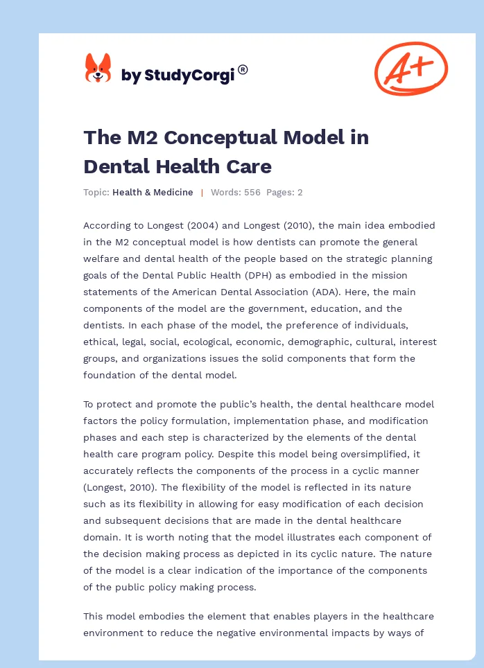 The M2 Conceptual Model in Dental Health Care. Page 1