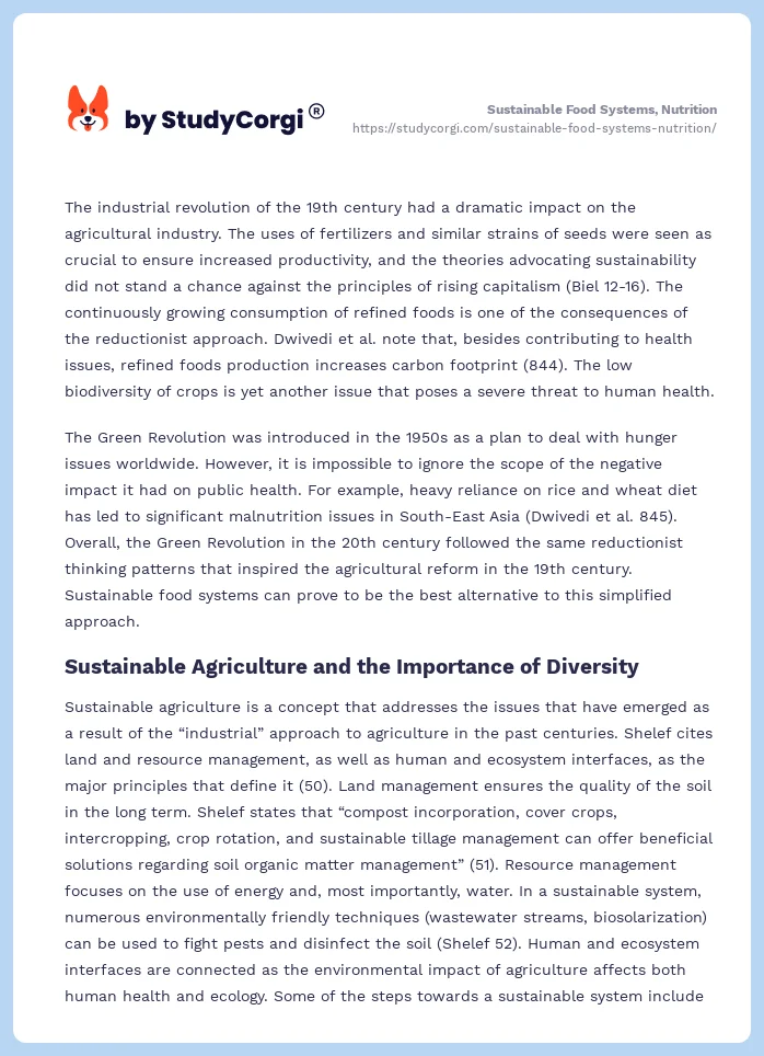Sustainable Food Systems, Nutrition. Page 2