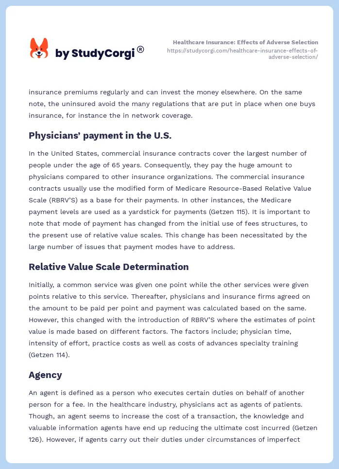 Healthcare Insurance: Effects of Adverse Selection. Page 2