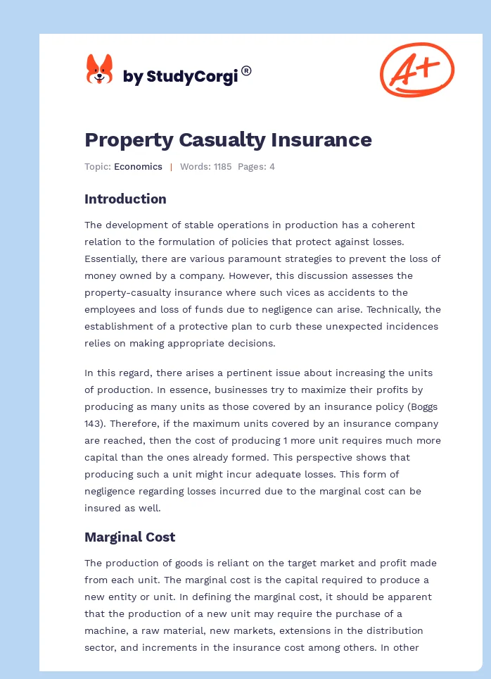 Property Casualty Insurance. Page 1