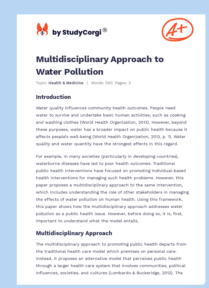Multidisciplinary Approach to Water Pollution. Page 1
