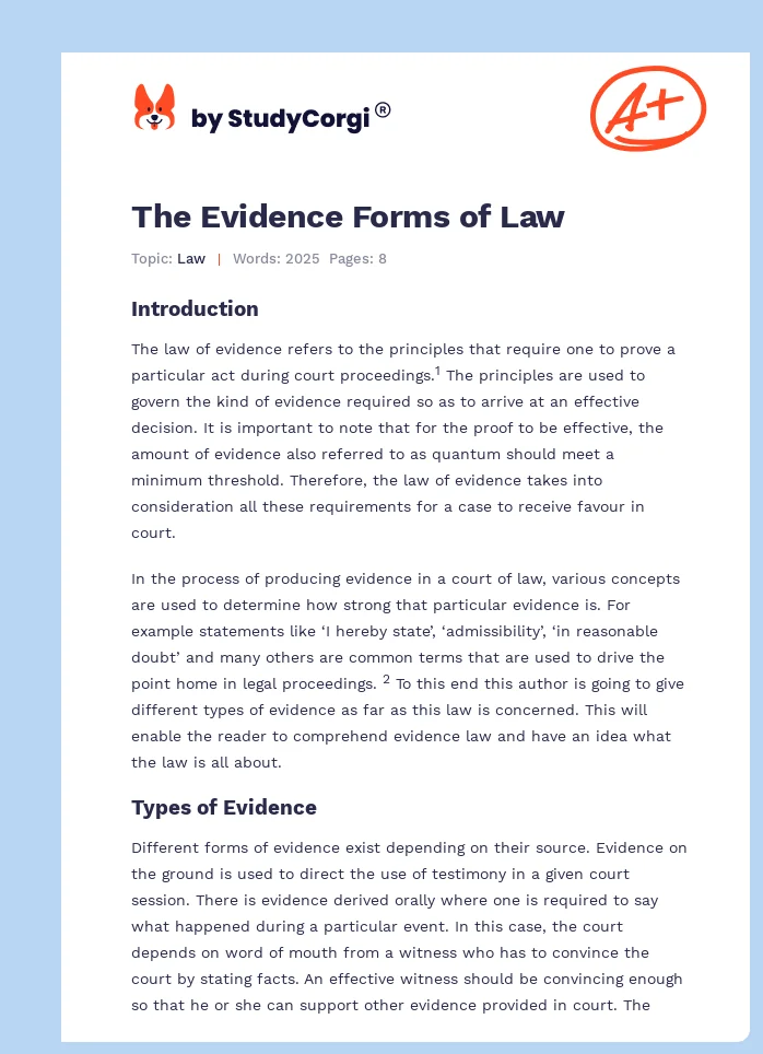 The Evidence Forms of Law. Page 1
