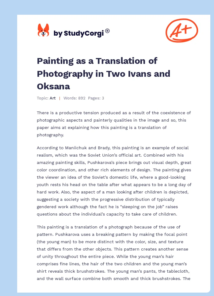 Painting as a Translation of Photography in Two Ivans and Oksana. Page 1
