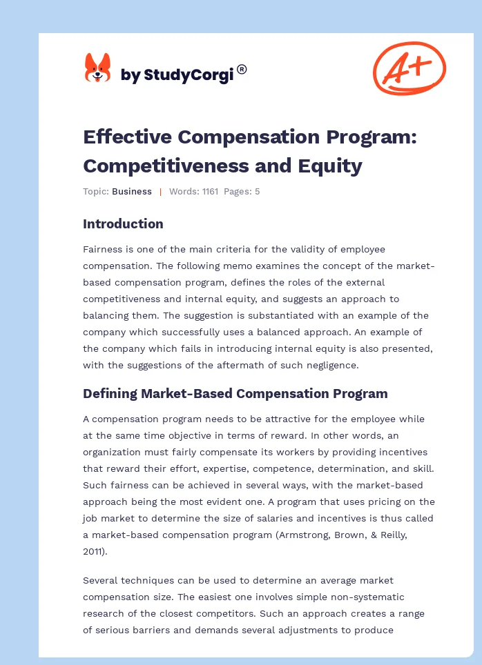 Effective Compensation Program: Competitiveness and Equity. Page 1
