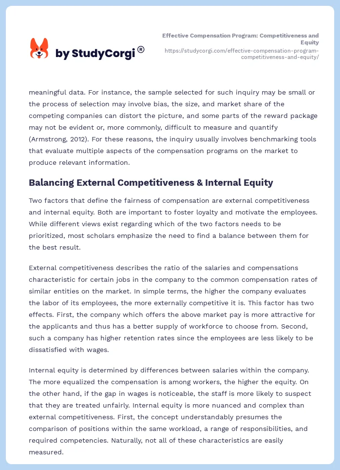 Effective Compensation Program: Competitiveness and Equity. Page 2