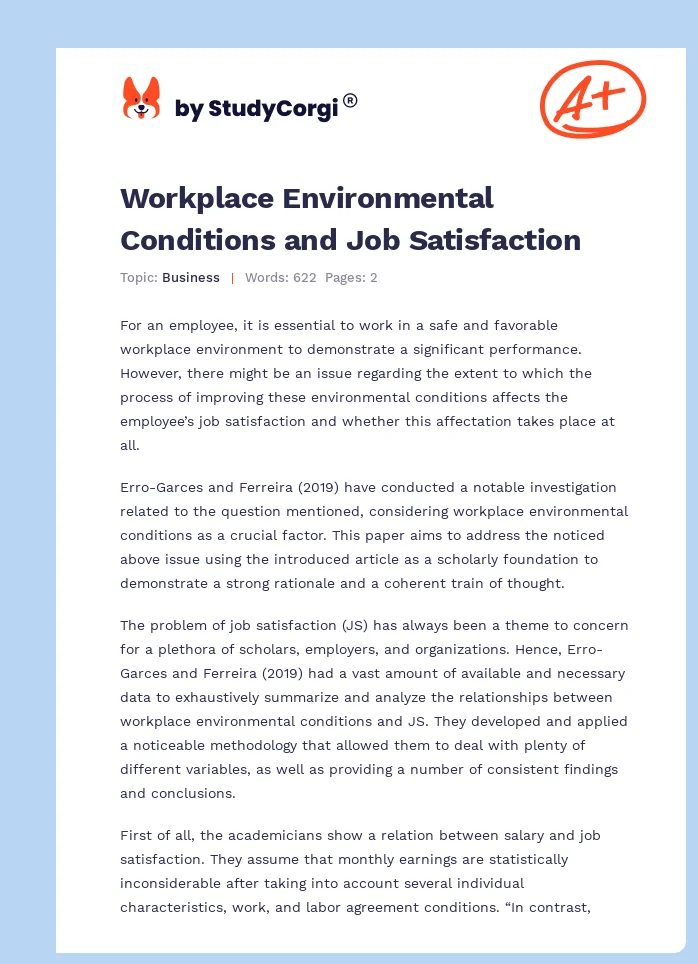 Workplace Environmental Conditions and Job Satisfaction. Page 1