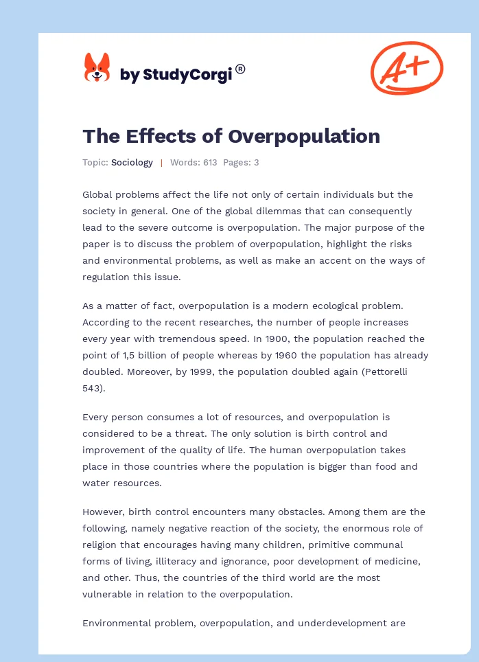 The Effects of Overpopulation. Page 1