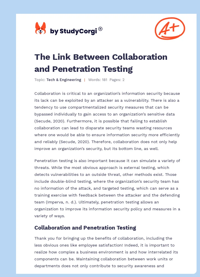 The Link Between Collaboration and Penetration Testing. Page 1