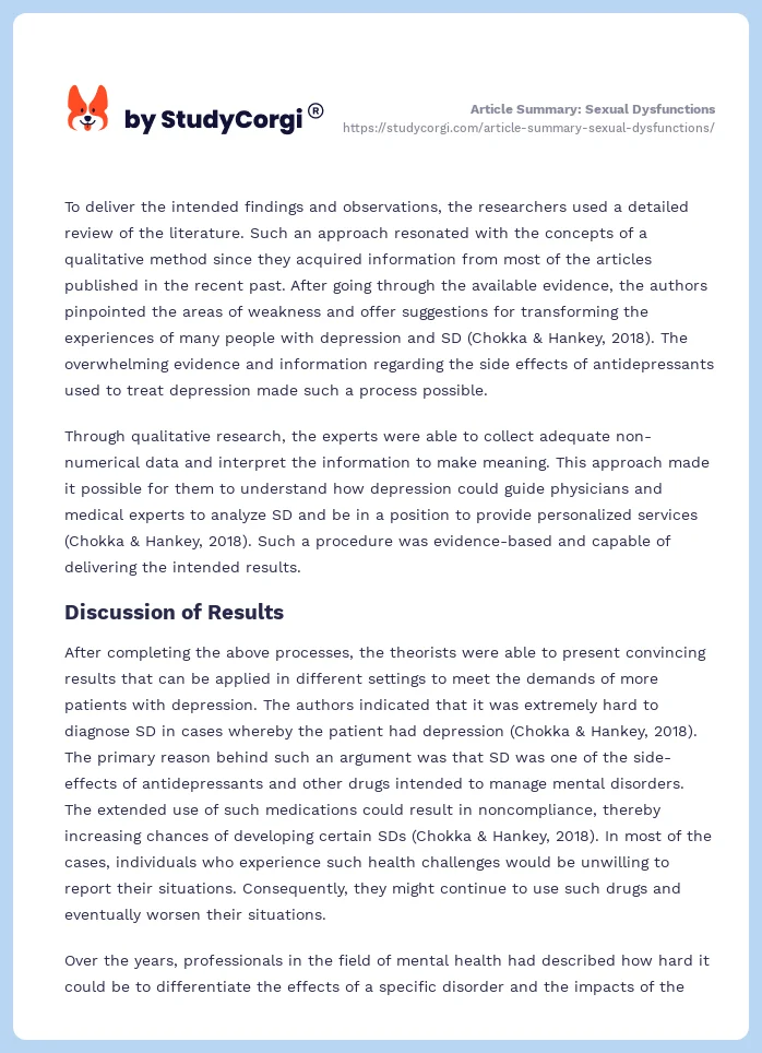 Article Summary: Sexual Dysfunctions. Page 2