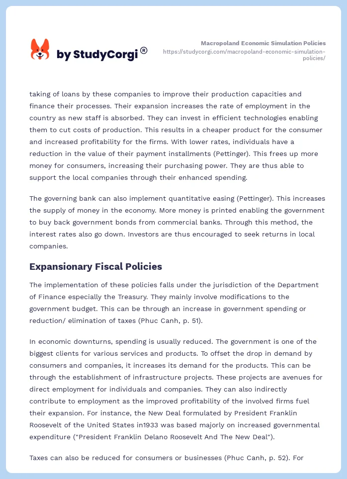Macropoland Economic Simulation Policies. Page 2