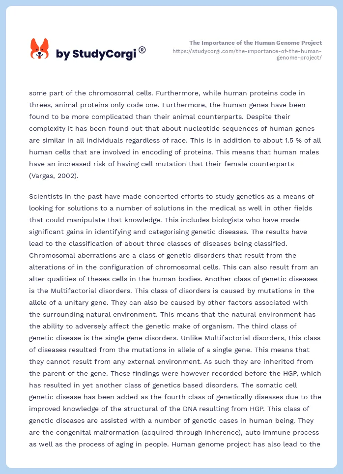 The Importance of the Human Genome Project. Page 2