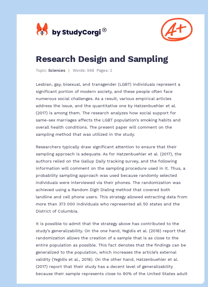 Research Design and Sampling. Page 1