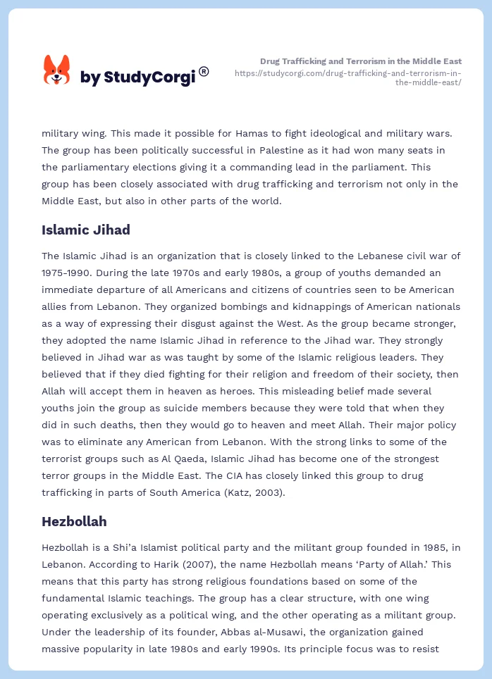 Drug Trafficking and Terrorism in the Middle East. Page 2