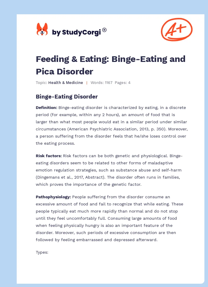 Feeding & Eating: Binge-Eating and Pica Disorder. Page 1
