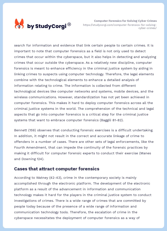 Computer Forensics for Solving Cyber Crimes. Page 2