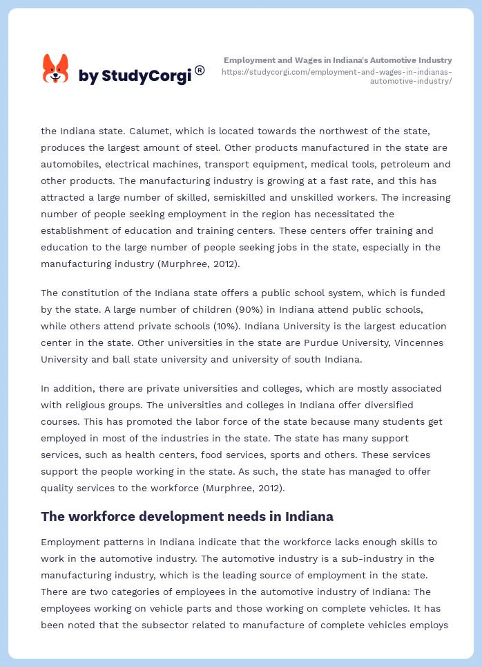 Employment and Wages in Indiana's Automotive Industry. Page 2