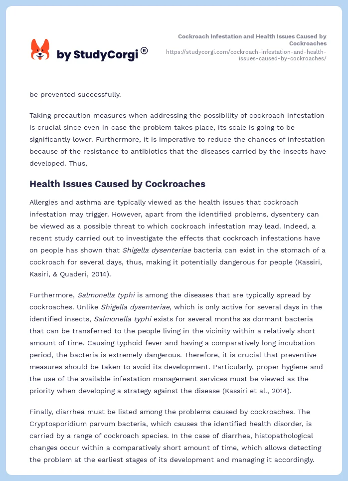 Cockroach Infestation and Health Issues Caused by Cockroaches. Page 2