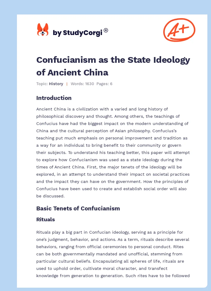 Confucianism as the State Ideology of Ancient China. Page 1