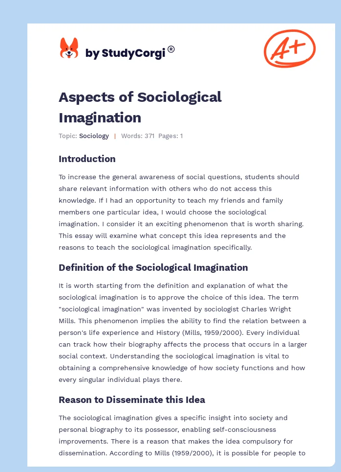 Aspects of Sociological Imagination. Page 1