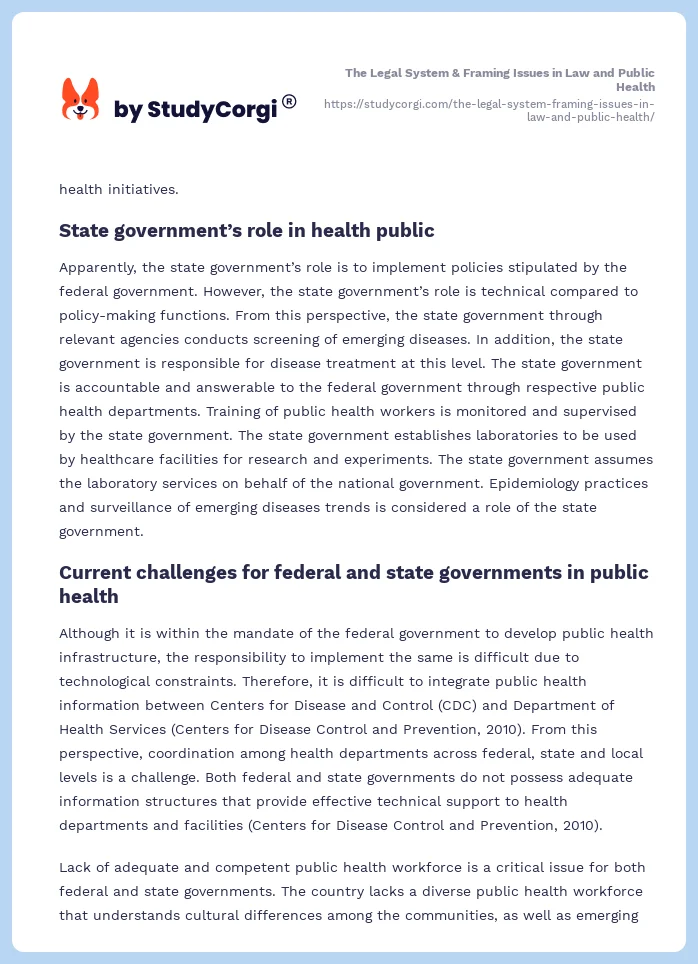 The Legal System & Framing Issues in Law and Public Health. Page 2