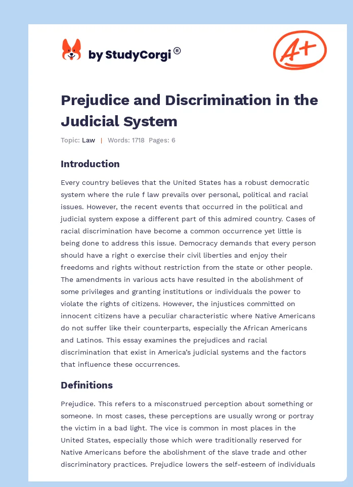 Prejudice and Discrimination in the Judicial System. Page 1