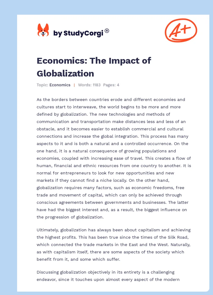 Economics: The Impact of Globalization. Page 1