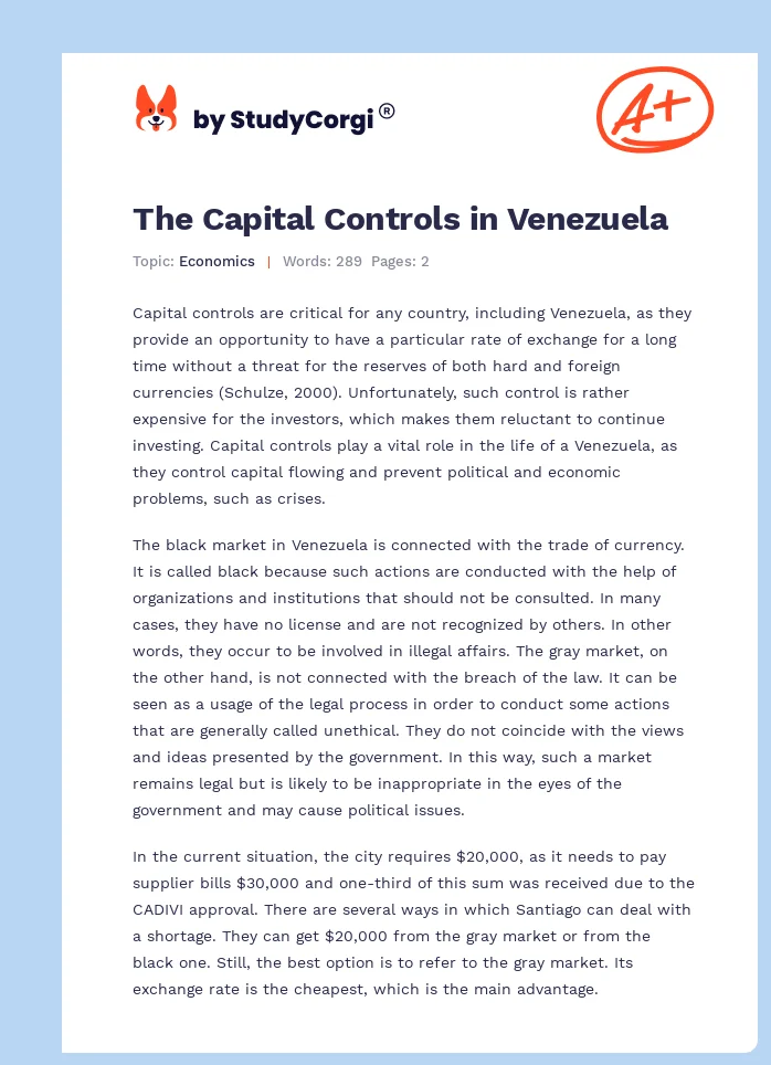 The Capital Controls in Venezuela. Page 1
