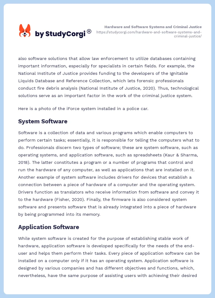 Hardware and Software Systems and Criminal Justice. Page 2