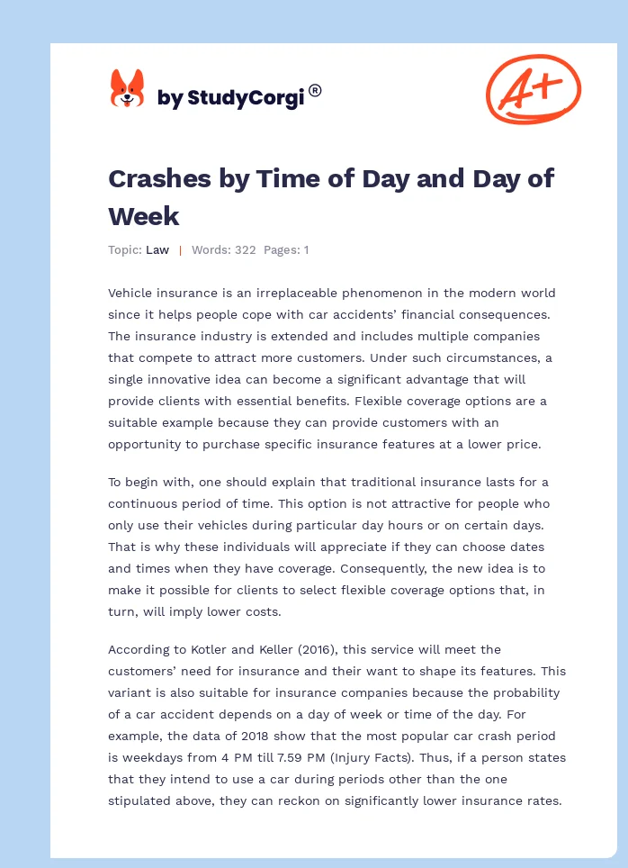 Crashes by Time of Day and Day of Week. Page 1