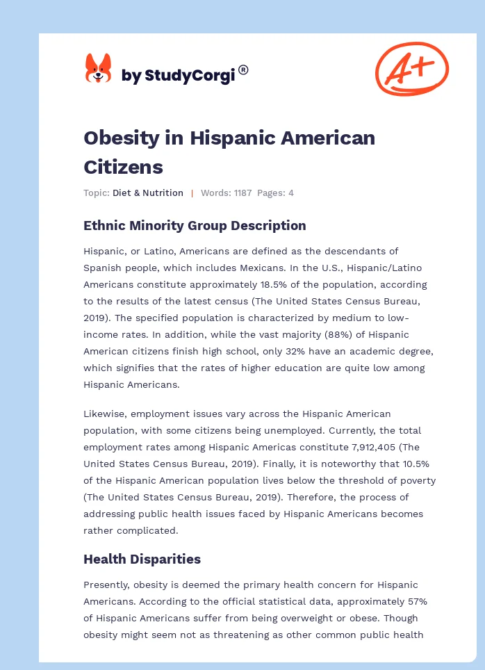 Obesity in Hispanic American Citizens. Page 1