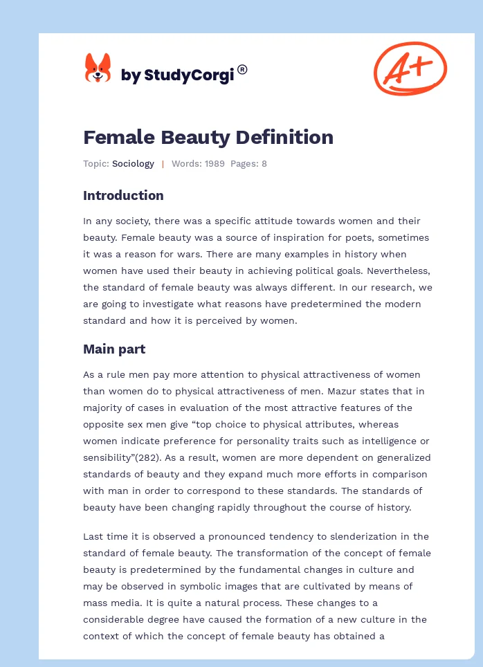 Female Beauty Definition. Page 1