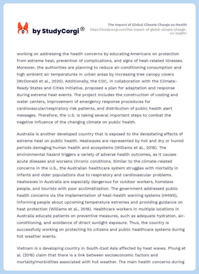 The Impact of Global Climate Change on Health. Page 2