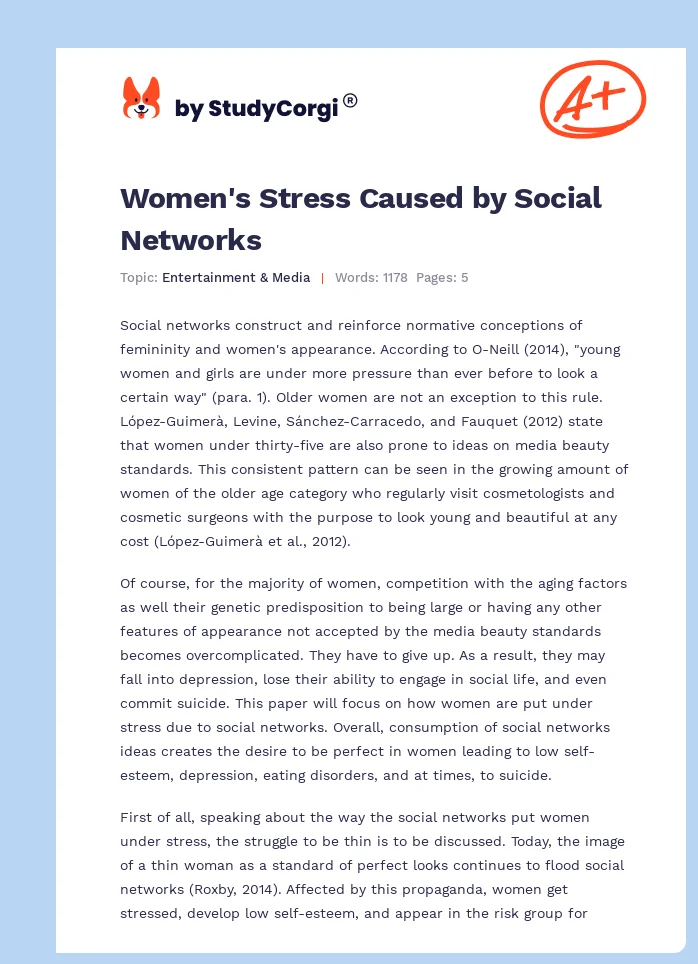 Women's Stress Caused by Social Networks. Page 1