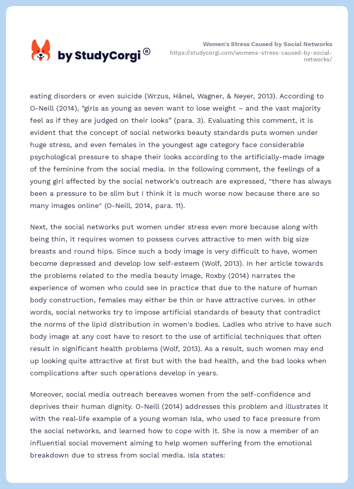 Women's Stress Caused by Social Networks. Page 2