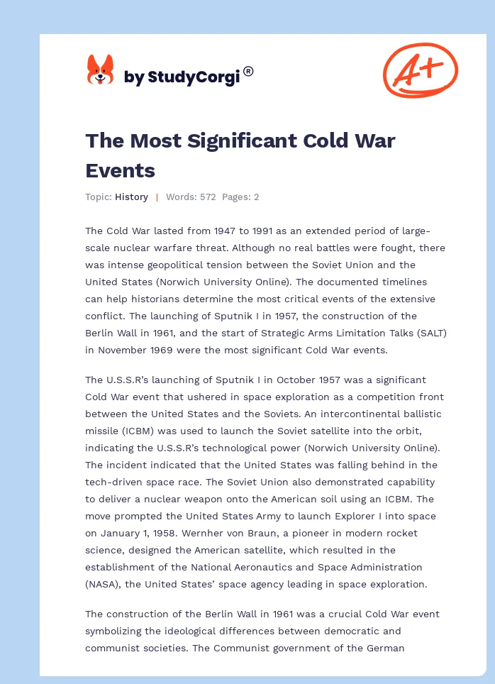 The Most Significant Cold War Events. Page 1