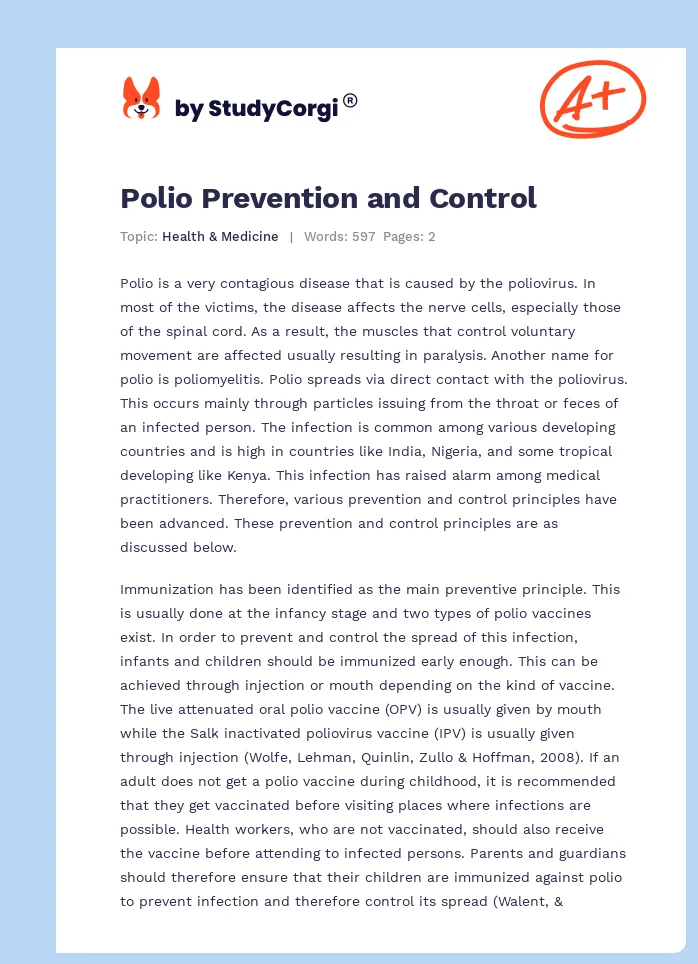 Polio Prevention and Control. Page 1